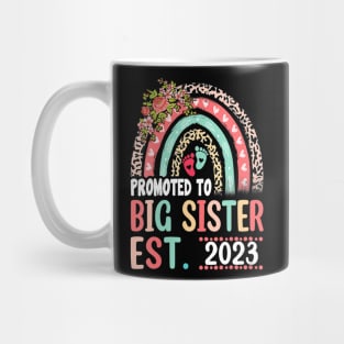 Promoted To Big Sister Est 2023 Leopard Rainbow Mother's Day Mug